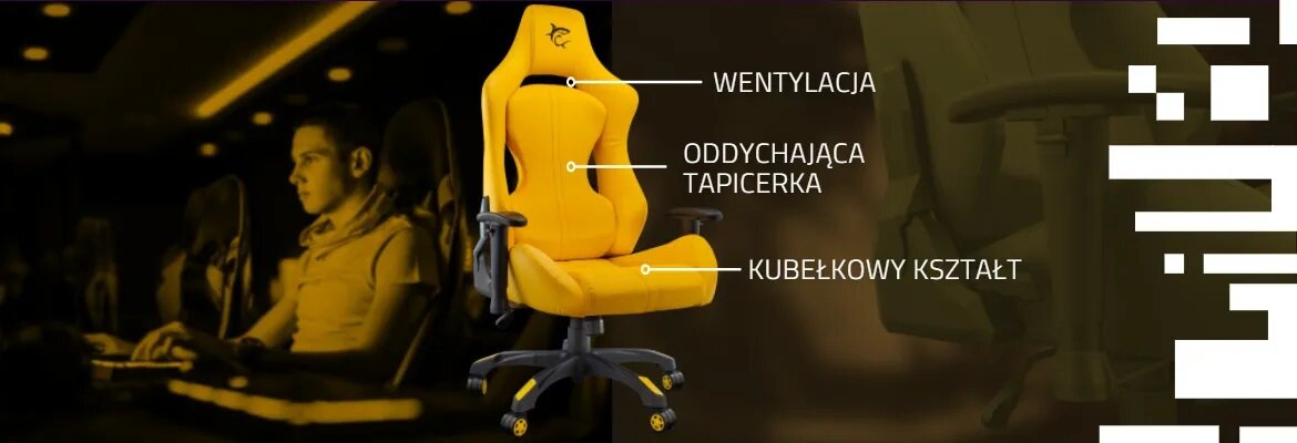 Fotel gamingowy WhiteShark Monza grafika przedstawia fotel pod skosem