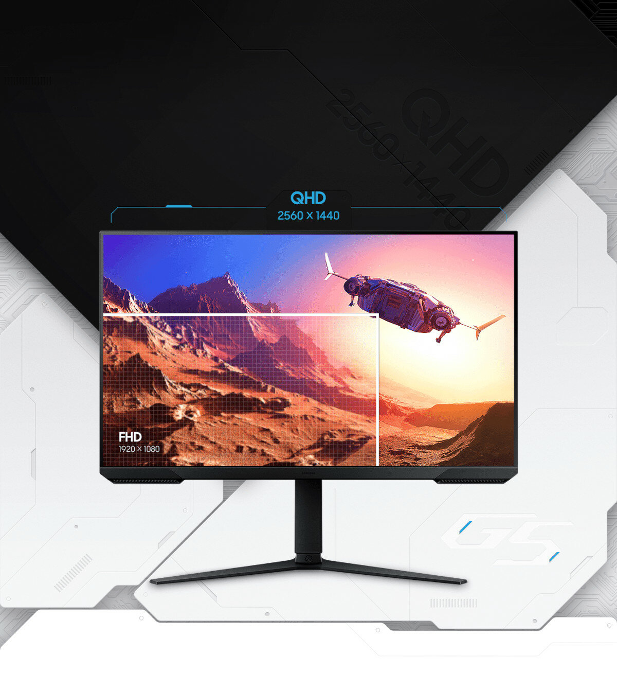 Monitor Samsung Odyssey G5 G51C grafika przedstawiająca rozdzielczość QHD