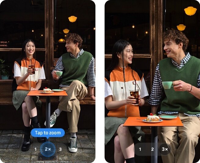 Smartfon Samsung S24+ SM-S926BD 12/256GB żółty widok na dwa zdjęcia z różnymi opcjami przybliżenia