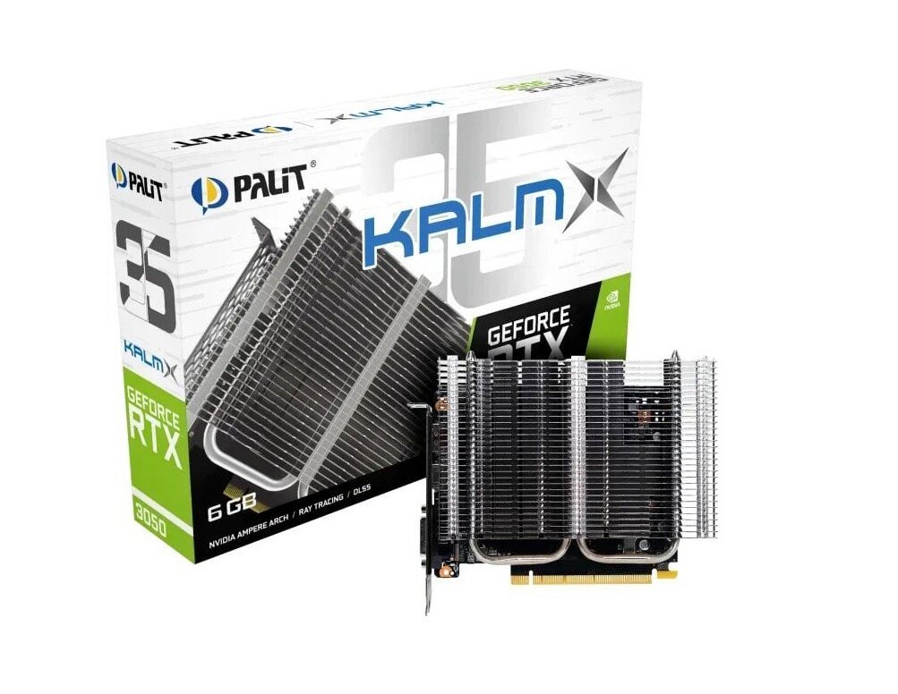 Karta graficzna Palit GeForce RTX 3050 KalmX 6GB  i opakowanie