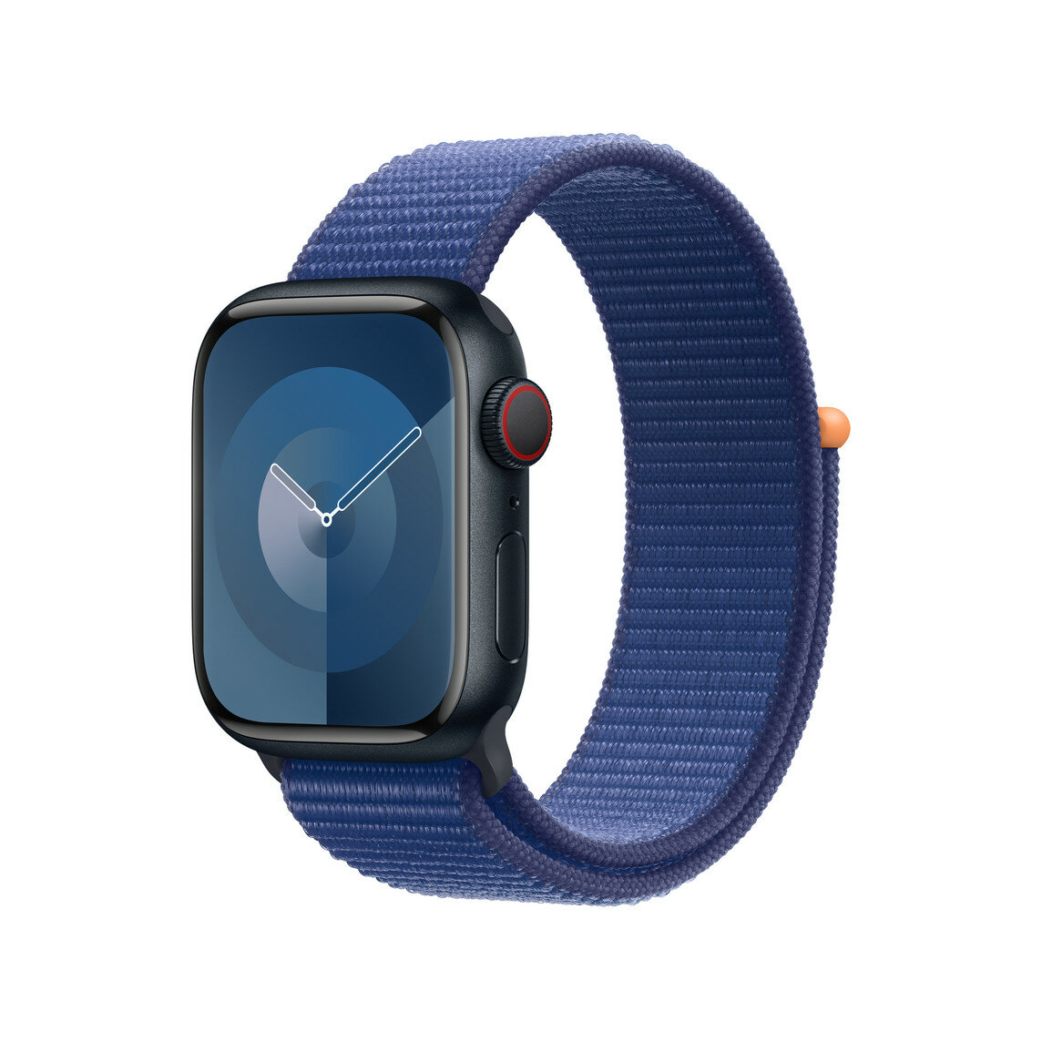 Opaska sportowa Apple MW4P3ZM/A grafika przedstawia smartwatch z założoną opaską pod skosem
