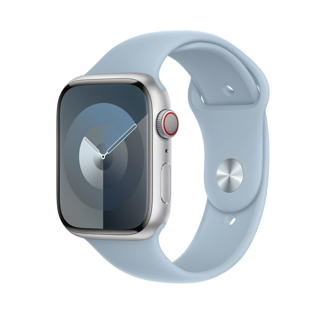 Pasek sportowy Apple MWMM3ZM/A grafika przedstawia smartwatch z założonym paskiem pod skosem