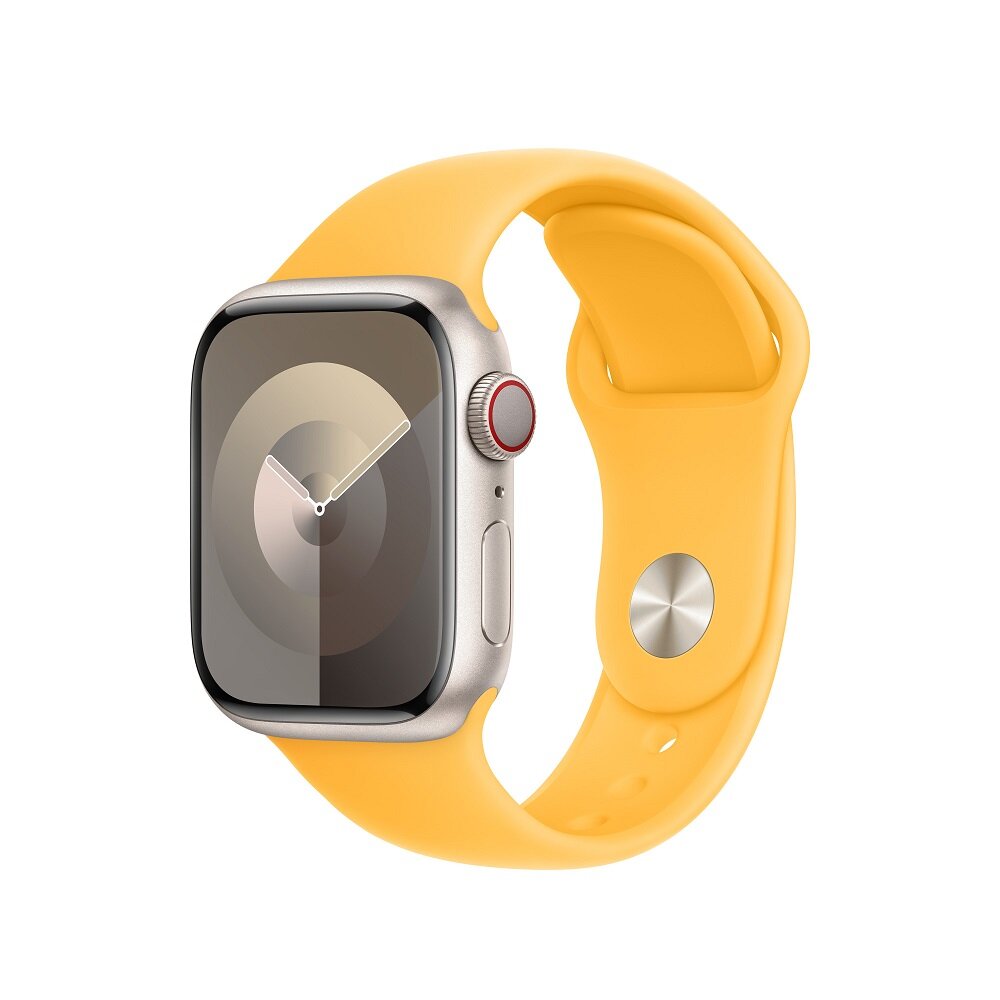 Pasek sportowy Apple MWMQ3ZM/A grafika przedstawia smartwatch z paskiem pod skosem