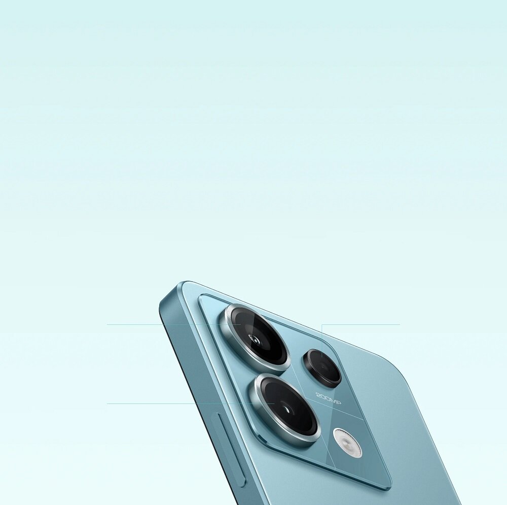 Smartfon Xiaomi Redmi Note 13 Pro 5G grafika przedstawia zbliżenie na aparaty