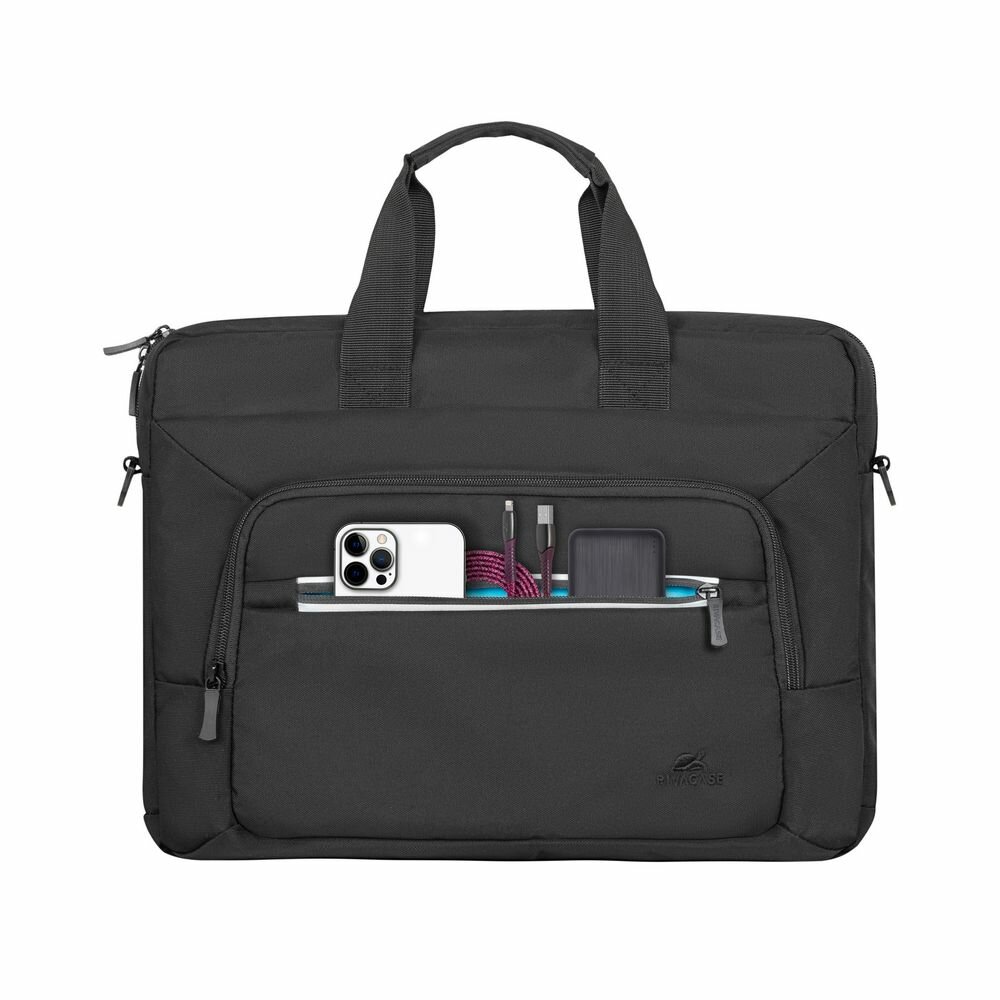Torba na laptopa Rivacase Alpendorf 7521 grafika przedstawia otwartą torbę od frontu