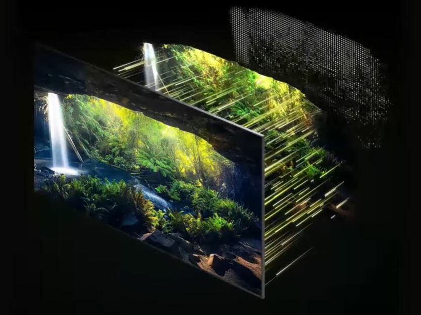 Telewizor Samsung QE65QN900DT 65' grafika przedstawiająca przekrój stref oświetlania telewizora 