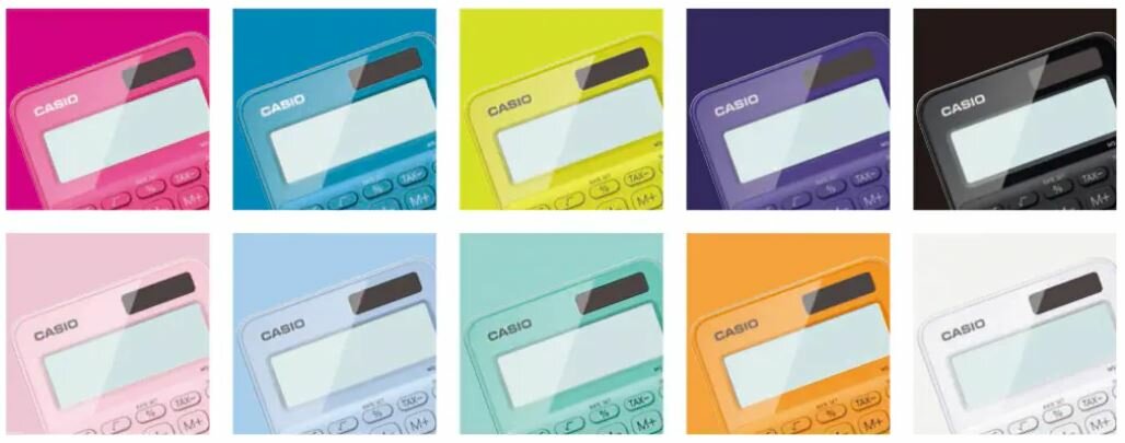 Kalkulator kieszonkowy Casio SL-310UC-WE grafika przedstawia kolory urządzenia