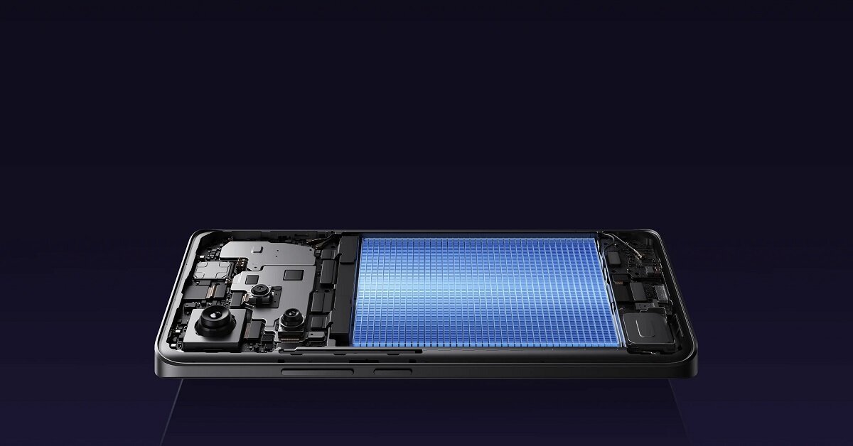 Smartfon Xiaomi Redmi Note 13 Pro+ 5G 12/512 GB fioletowy przedstawiona podświetlona bateria w smartfonie