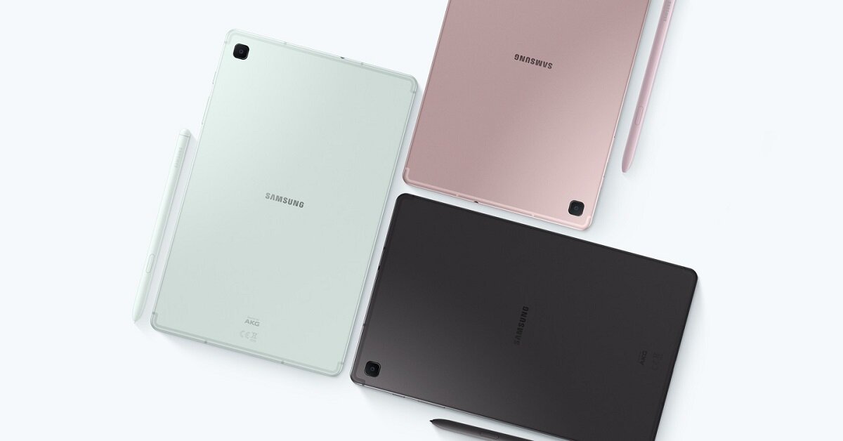 Tablet Samsung Galaxy Tab S6 Lite 64GB WiFi różowy grafika przedstawia tablety w trzech wariantach kolorystycznych