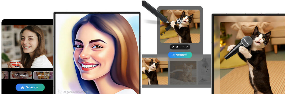 Smartfon Samsung Galaxy Z Fold6 5G 12/512GB szary grafiki przedstawiające edycję zdjęć wykorzystując AI 