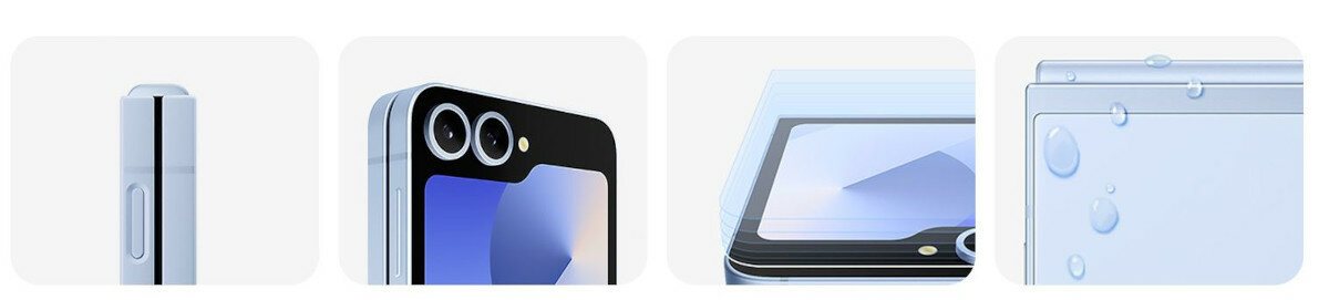 Smartfon Samsung Galaxy Z Flip6 5G 12/512GB niebieski widok pod róźnymi kątami