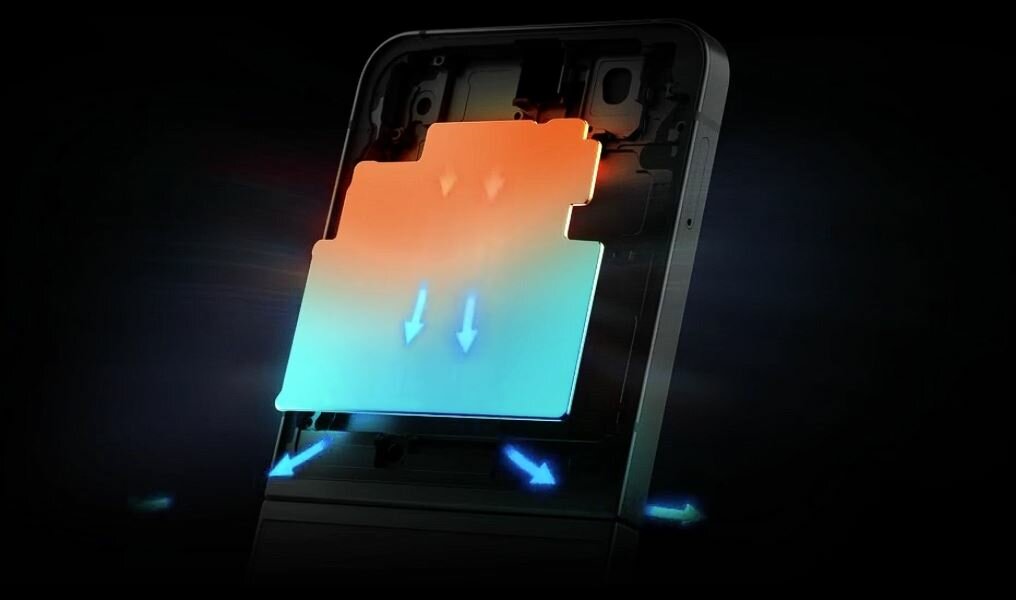 Smartfon Samsung Galaxy Z Flip6 5G 12/512GB szary grafika przedstawiająca pracę komory chłodzącej