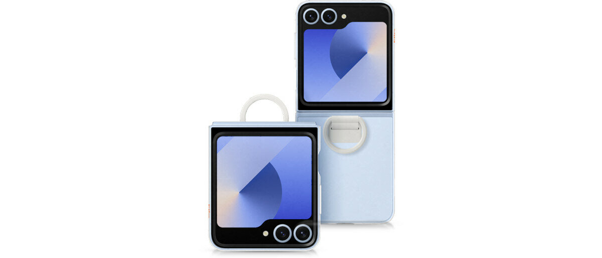 Etui Samsung Clear Case do Galaxy Flip6 przezroczyste widok na telefon z założonym etui
