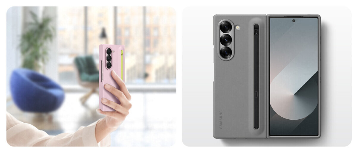 Etui Samsung S Pen Case do Galaxy Z Fold6 różowy widok na rękę trzymającą telefon z założonym etui