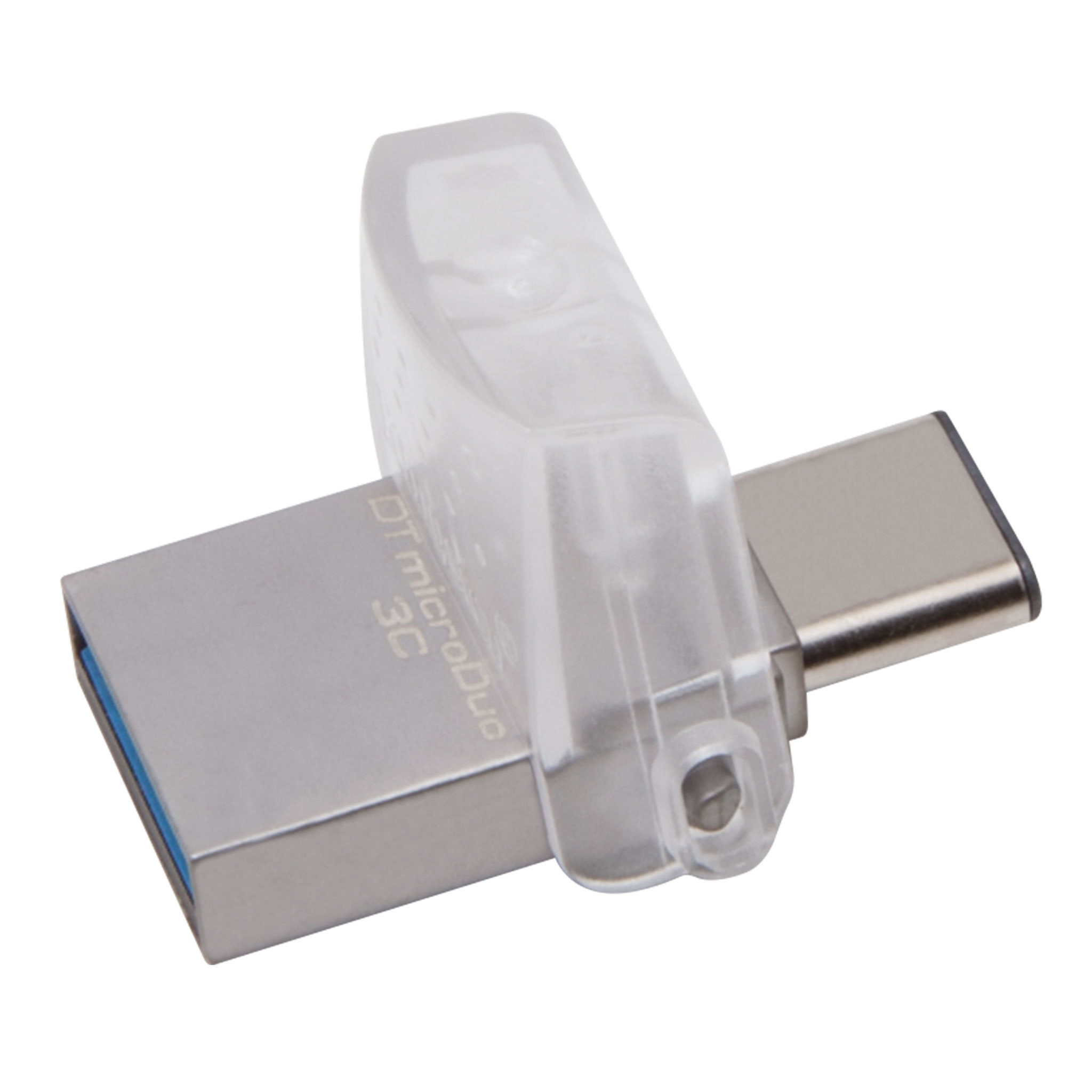 Pamięć Kingston 64GB Data Traveler MicroDuo 3C USB 3.1 DTDUO3C/64GB szary widok na dwie opcje połączeń USB A i USB C