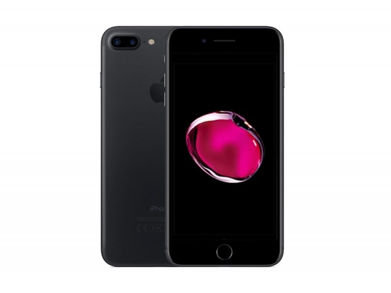 Smartfon Apple 7 Plus 32 GB Czarny widok od przodu na ekran i tył