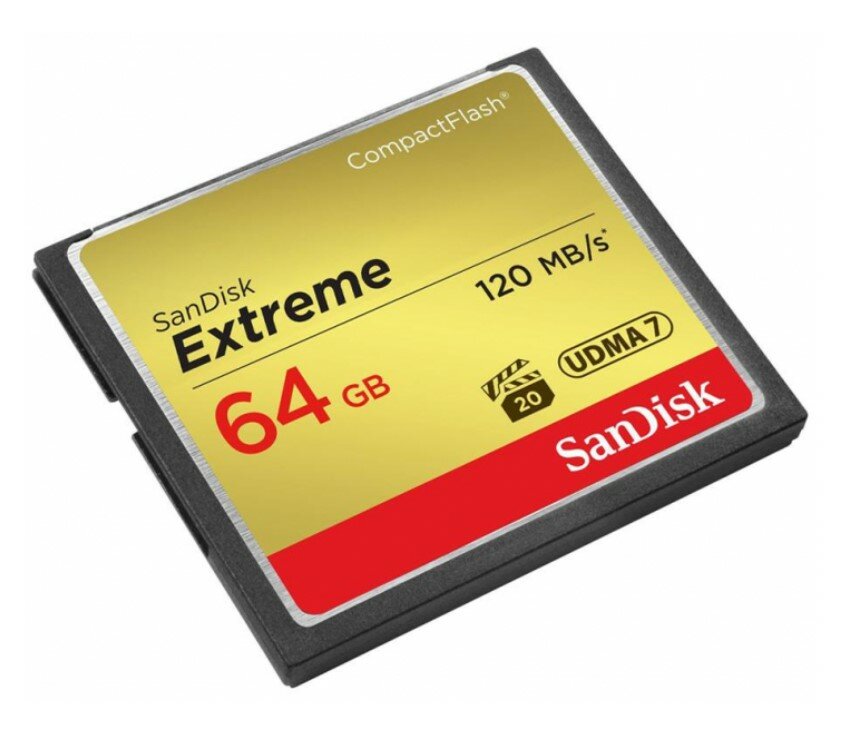 Karta pamięci SanDisk Compactflash Extreme SDCFXSB-064G-G46 64GB widok pod skosem