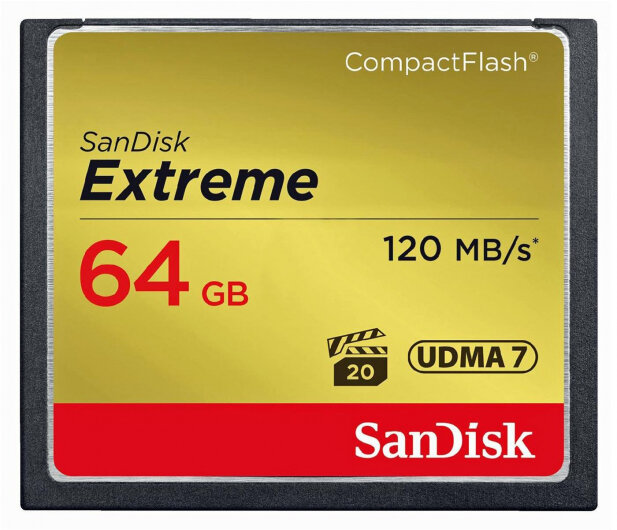 Karta pamięci SanDisk Compactflash Extreme SDCFXSB-064G-G46 64GB widok od przodu