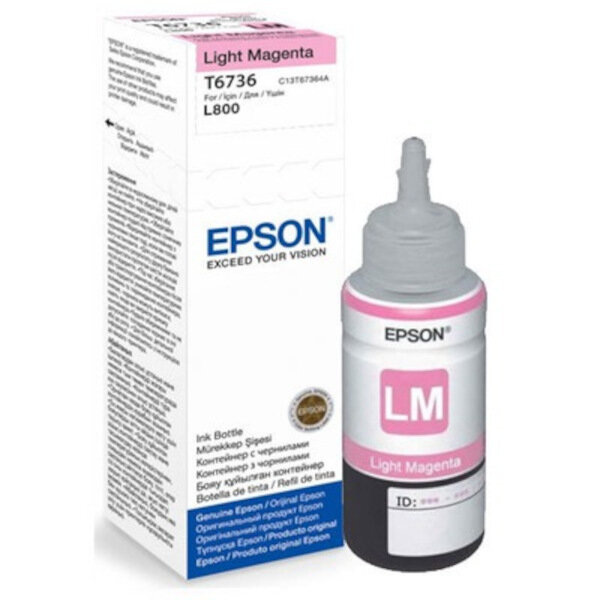 Tusz Epson T6736 70 ml Light CYAN front butelki i opakowania