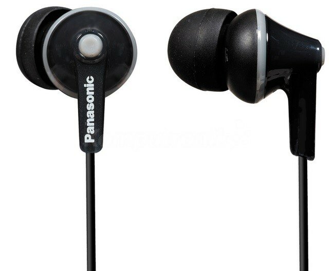 Słuchawki Panasonic RP-HJE125 widok na słuchawkę od frontu i do boku