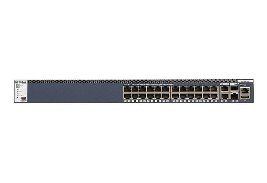 Switch Netgear GSM4328S Gigabit Ethernet widoczny frontem