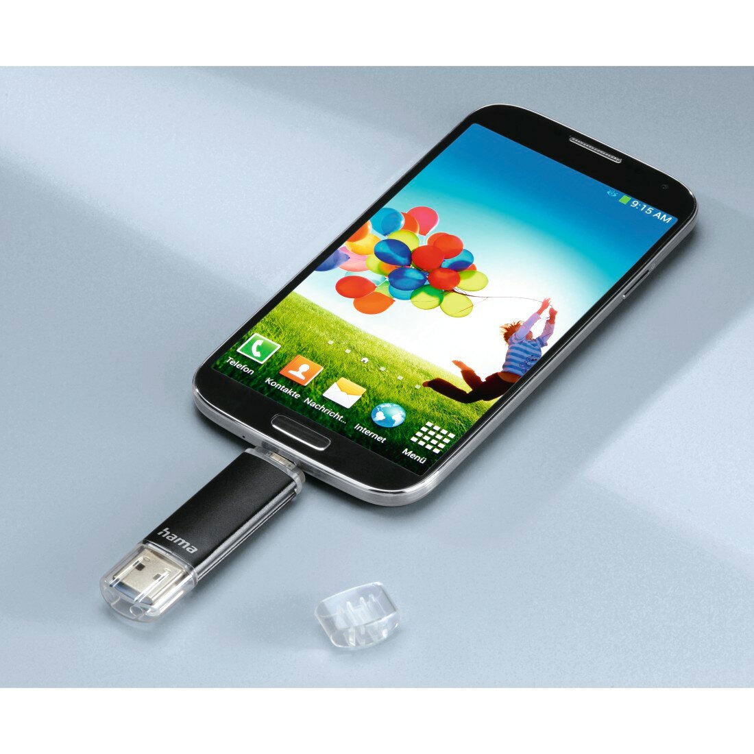 Pendrive Hama Leata Twin mikroUSB 2.0/USB 3.0 64 GB podłączony do smartfona