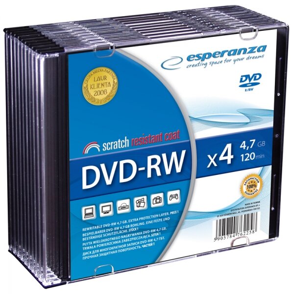 Płyty DVD-RW Esperanza 1012 opakowanie widoczne frontem  