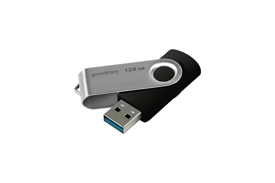 Pendrive Goodram 128GB UTS3 3.0 UTS3-1280K0R11 czarny pokazany szybki port USB 3.0