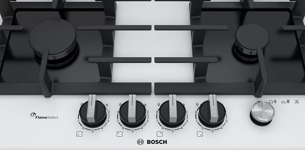 Płyta gazowa Bosch PPP6A2M90 widok na pokrętła