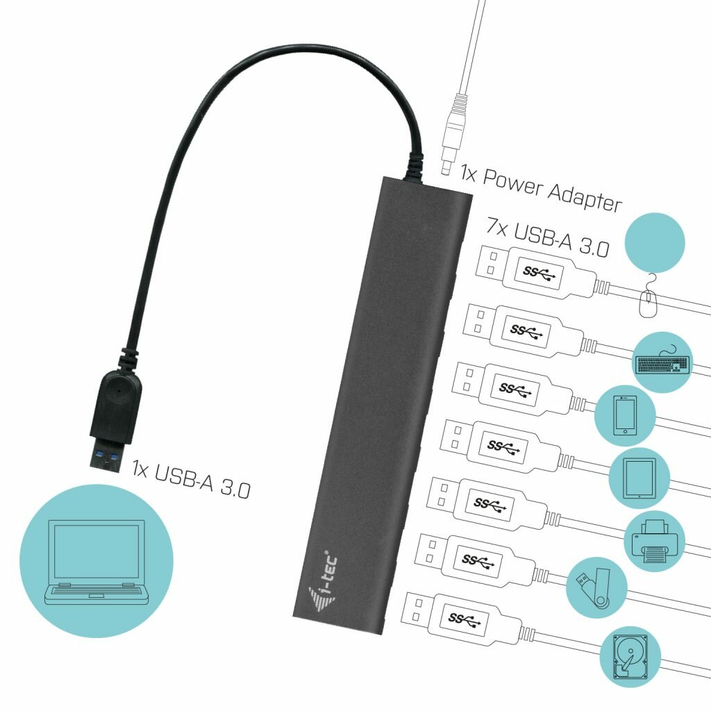 HUB i-tec USB 3.0 Metal Charging złącza usb