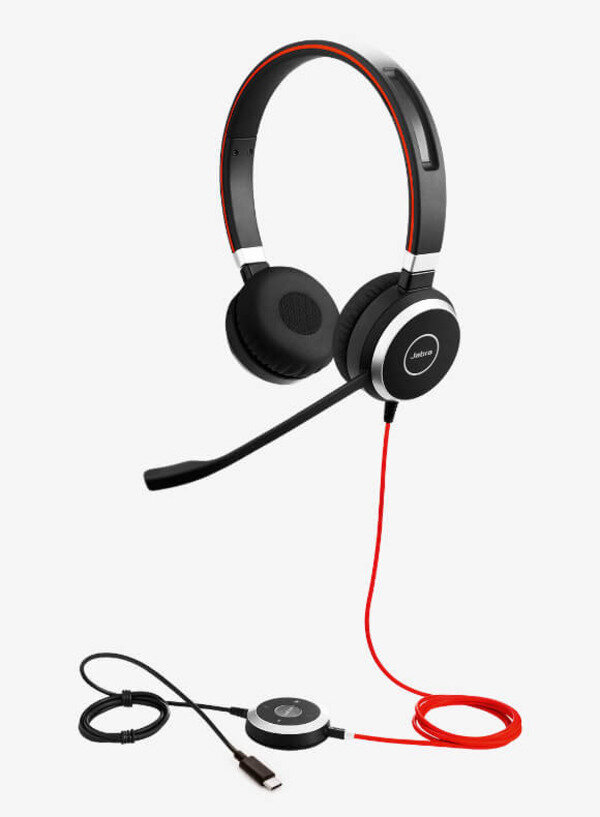 Zestaw słuchawkowy Jabra Evolve 40 Duo MS stereo zdjęcie całego zestawu czarny