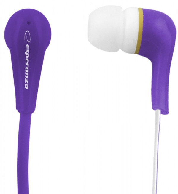Słuchawki douszne Esperanza EH146V stereo fioletowe wygląd słuchawek w powiększeniu