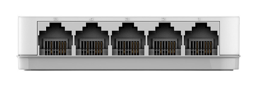 Przełącznik D-Link GO-SW-5E 5xGbE 5-portowy tył z pięcioma portami