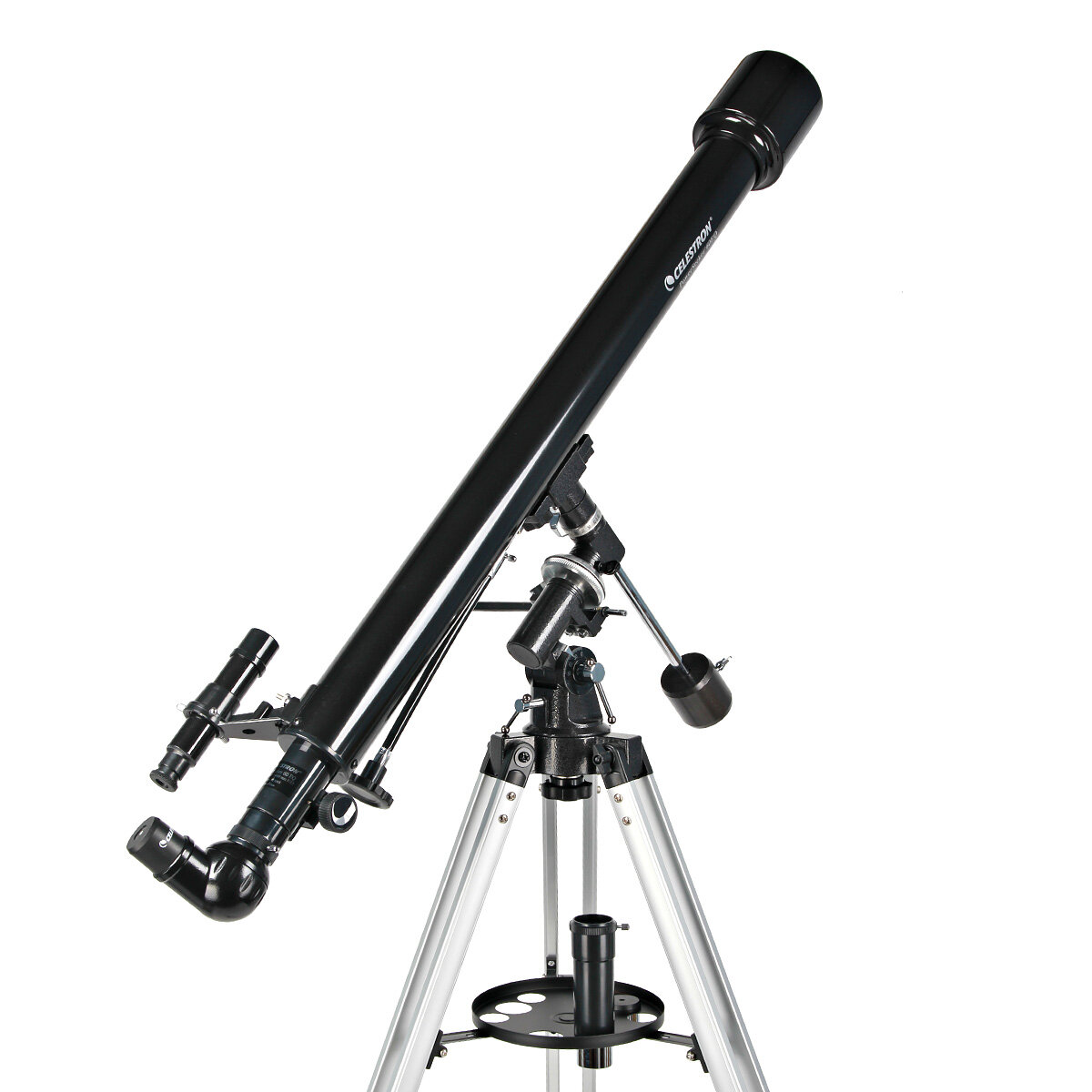 Teleskop Celestron 21043 PowerSeeker 60 EQ widoczny tyłem pod skosem