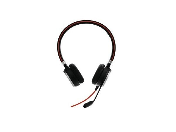 Zestaw słuchawkowy Jabra Evolve 40 stereo czarny front z widocznym kablem