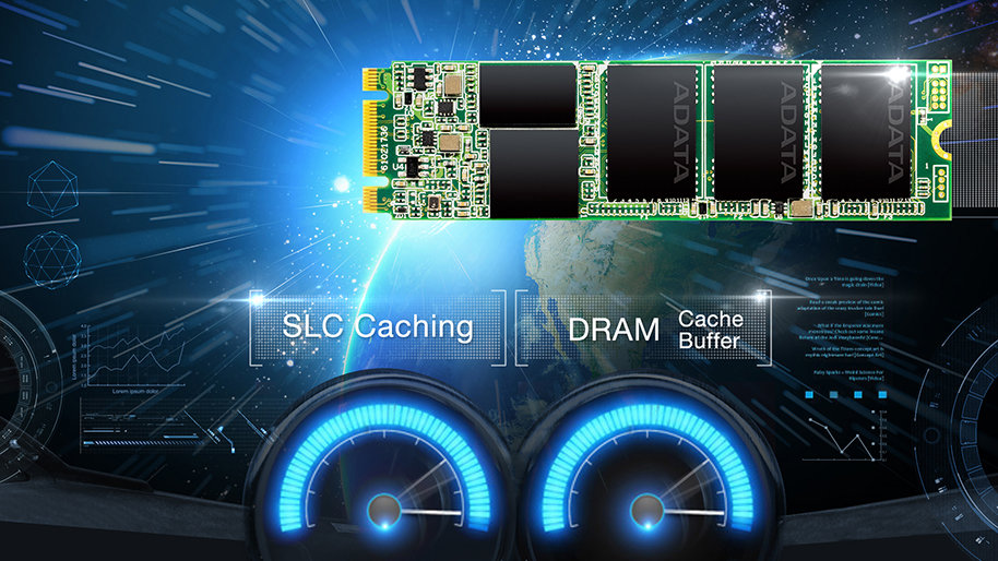 Dysk SSD Adata Ultimate SU800 M.2 1TB bufor DRAM widok na dysk od przodu