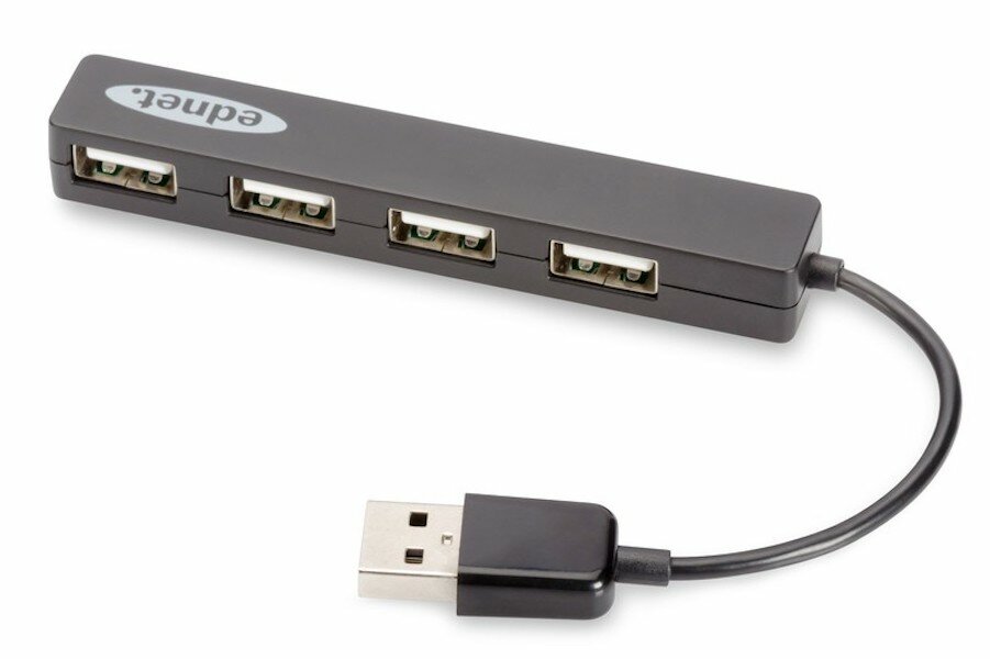 Hub USB Ednet 4-portowy pasywny widoczny bokiem
