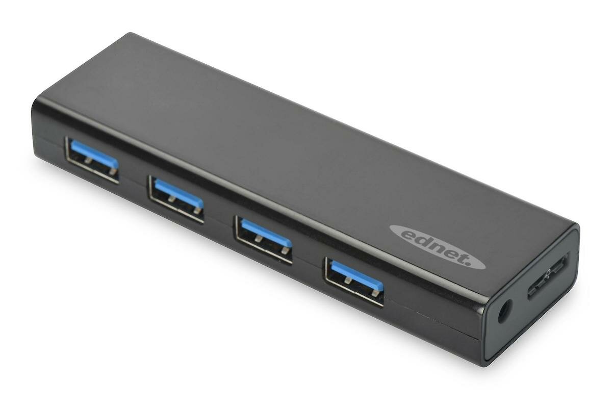Hub Ednet SuperSpeed 4x USB-A 3.0 widoczny bokiem