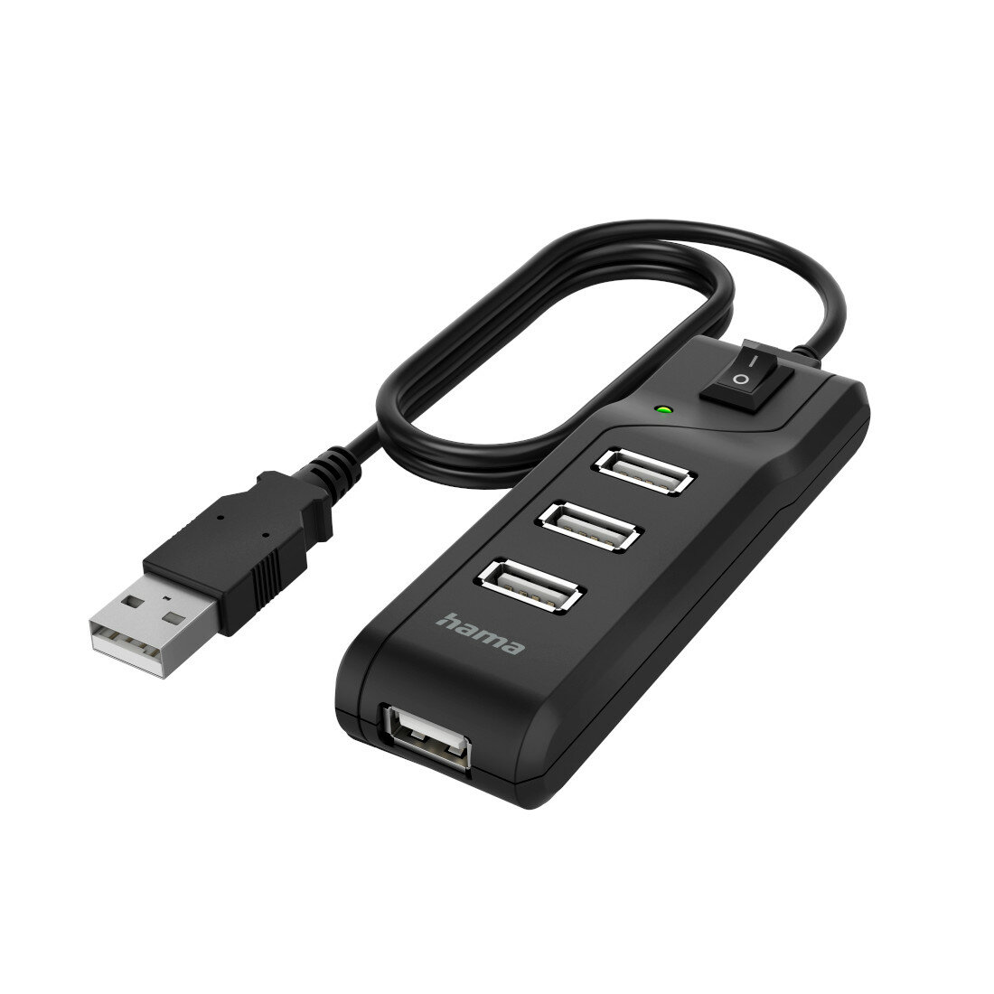 Hub USB Hama 1:4 4xUSB 2.0 widoczny bokiem