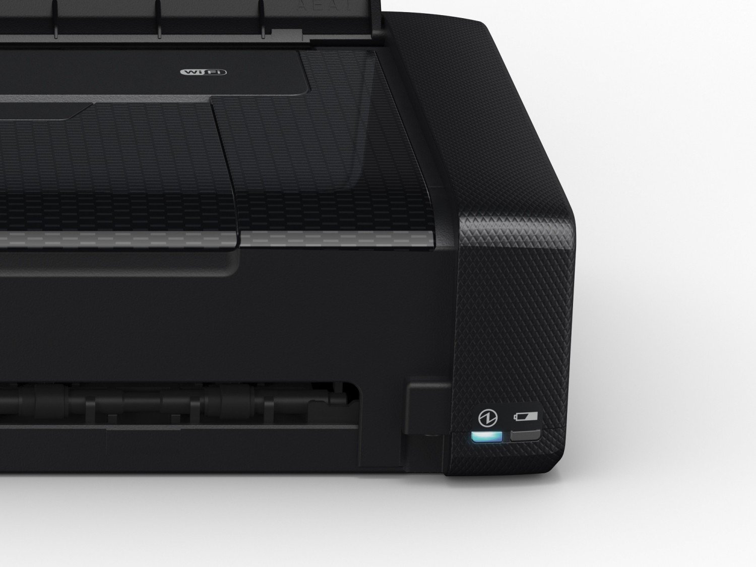 Przenośna atramentowa drukarka A4 Epson WorkForce WF-100W Czarna zblizenie na prawy bok
