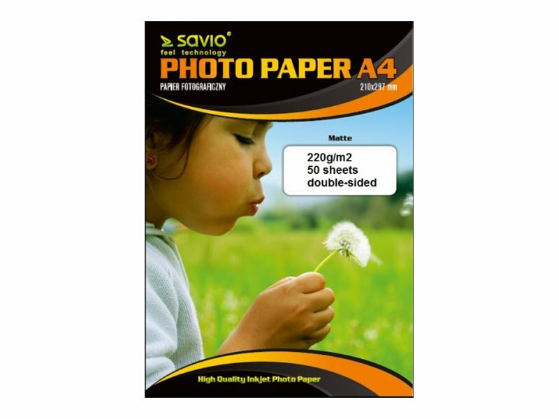 Papier fotograficzy SAVIO PA-10 A4 opakowanie widoczne z góry