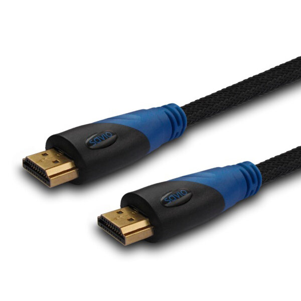 Kabel HDMI SAVIO CL-48 2m czarno-niebieski zbliżenie na końcówki