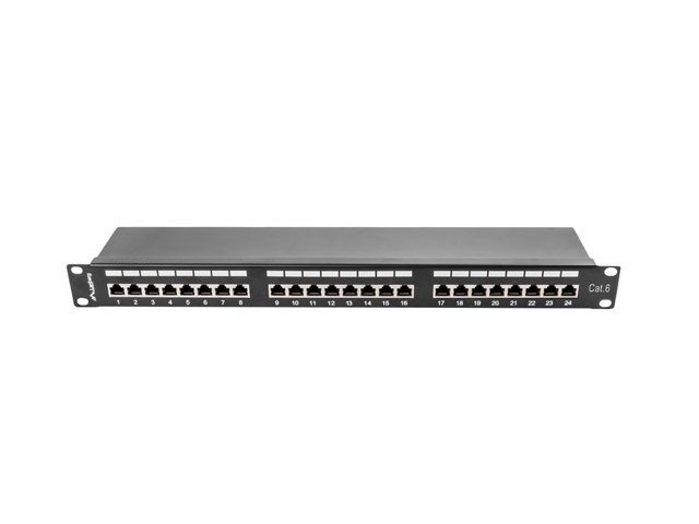 Patch panel teleinformatyczny Lanberg PPS6-1024-B 24 porty front