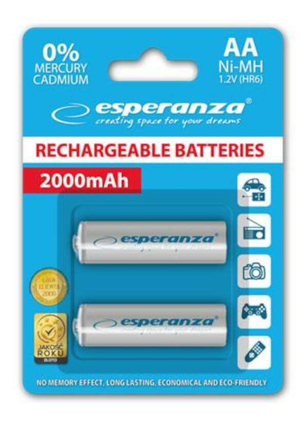 Akumulator Esperanza AVESBABK0110 2000mAh AA 2szt. niebieskie opakowanie