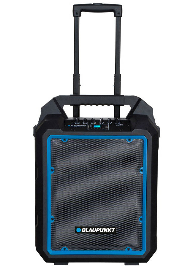 System audio z Bluetooth i funkcją karaoke Blaupunkt MB10 600 W czarno-niebieski widok od przodu na tył widok na przód