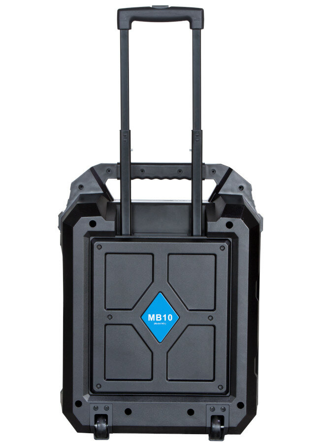 System audio z Bluetooth i funkcją karaoke Blaupunkt MB10 600 W czarno-niebieski widok od przodu na tył