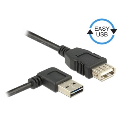 Przedłużacz USB 2.0 Delock A(M) - A(F) 0,5m czarny kątowy lewo/prawo Easy-USB-Zdjęcie-0