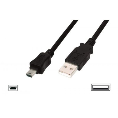 Фото - Кабель ASSMANN Kabel połączeniowy USB2.0 Canon Typ USB A/miniUSB B, M/M c (5pinów)