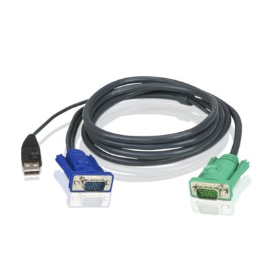 Zdjęcia - Przełącznik KVM ATEN Kabel KVM  2L-5202U  ( SVGA, USB typ A - HD15 M-M 2m czarny )