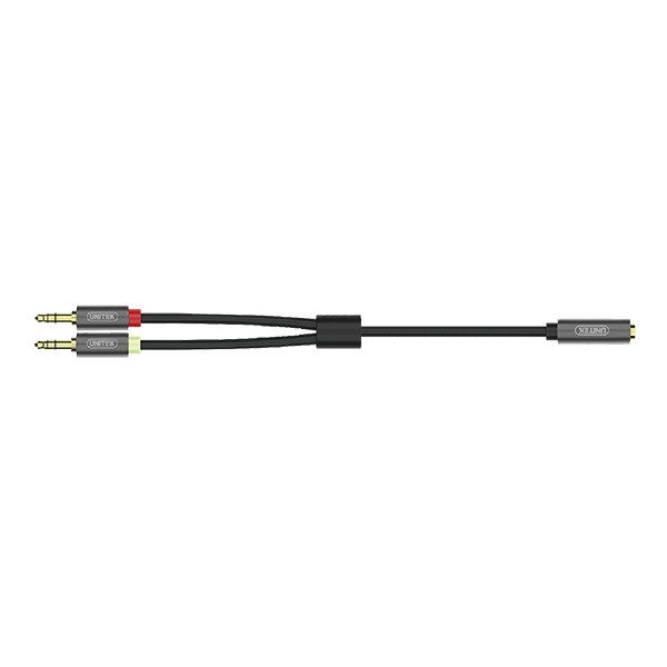 xyz - Kabel Unitek Y-C957ABK miniJack 3,5mm (F) - 2x 3,5mm (M) - abc